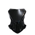 Black polycarbonate motorcycle visor for TVS Apache RTR 310, isolated on white background