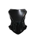 Black polycarbonate motorcycle visor for TVS Apache RTR 310, isolated on white background