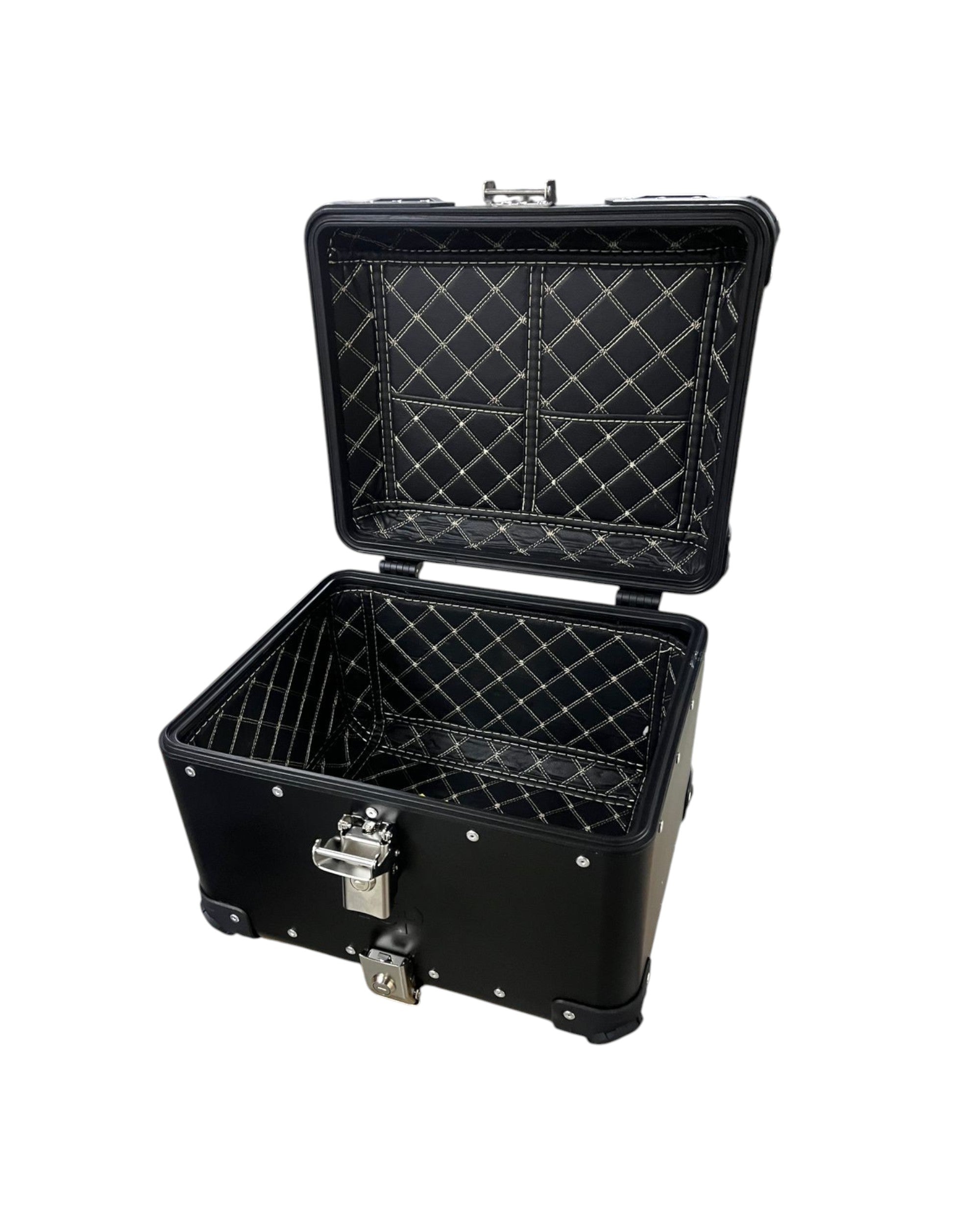 LGP Premium Aluminium Top Case – Nero Edition, Bevelled Corner, 45L Black, Universal Motorcycle Compatibility, 1-Year Warranty
