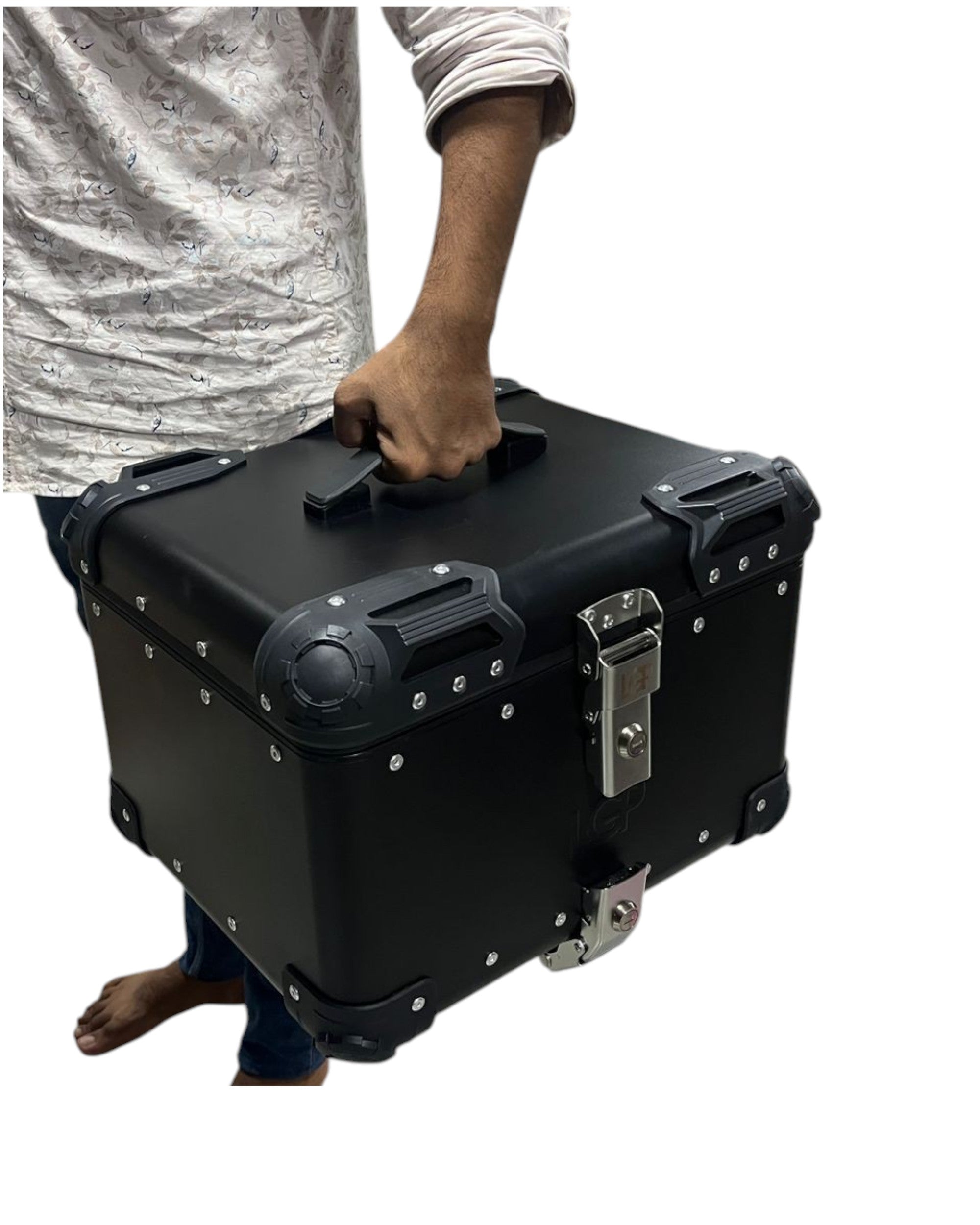 LGP Premium Aluminium Top Case – Nero Edition, Bevelled Corner, 45L Black, Universal Motorcycle Compatibility, 1-Year Warranty