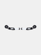 Motorcycle frame slider set with black wheels and white connectors on a white background