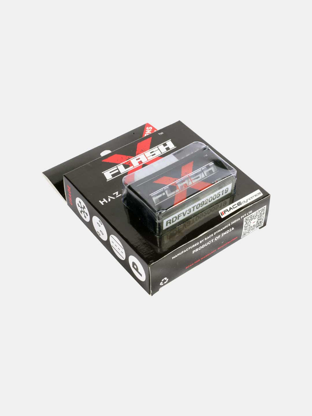 Flash X motorcycle hazard flasher relay in retail packaging on white background